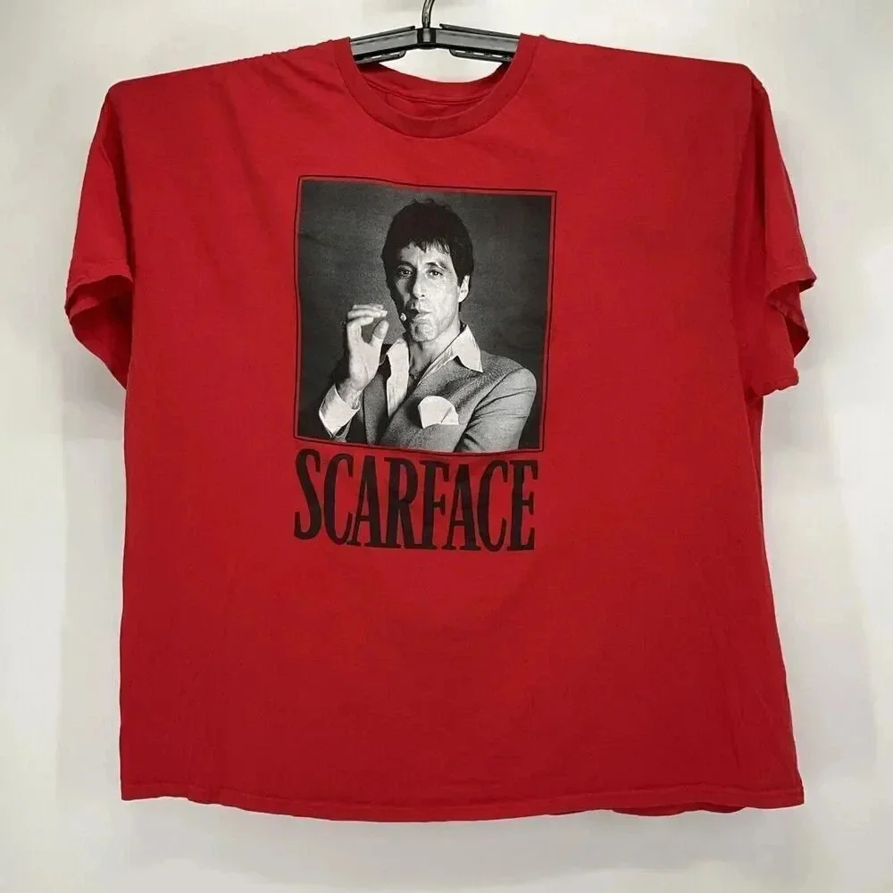 SCARFACE Shirt Tony Montana Men's 4X Red‎ Graphic T Shirt Famous Gangster Tee